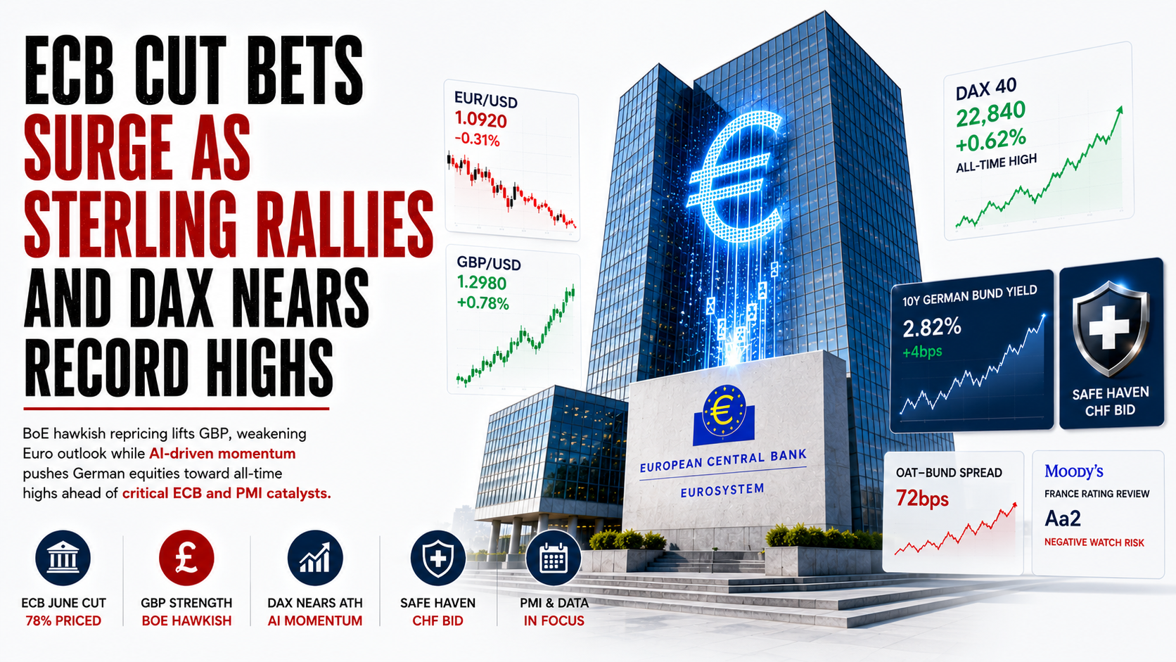 ECB cut bets surge as GBP rallies and DAX nears record highs
