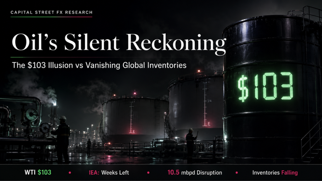 Oil’s Silent Reckoning: IEA’s Vanishing Inventories, The $103 Illusion, and What the Market Has Not Priced Yet | Capital Street FX