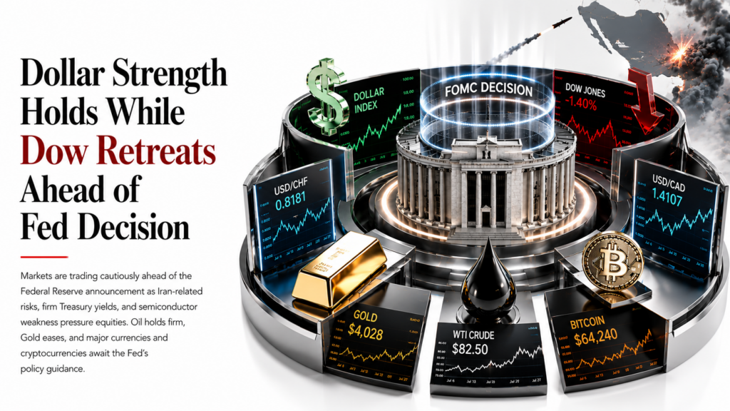 Dollar Firms, Dow Slides Into the Fed as Iran Tensions Simmer | US Session – Technical Analysis | 29 July 2026