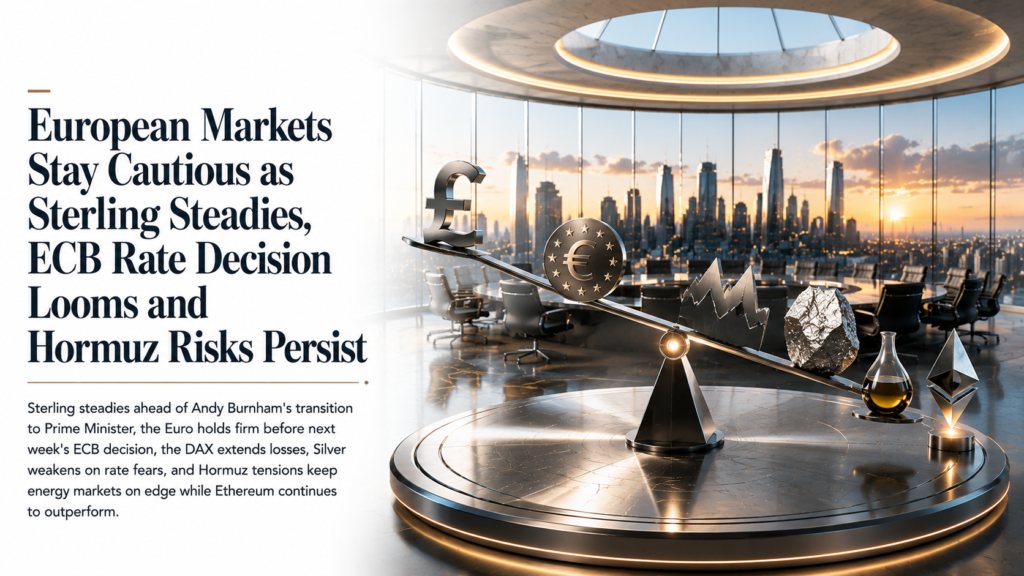 Sterling Steadies as Burnham Prepares to Take Office, Euro Holds the Range Ahead of Next Week’s ECB Decision, the DAX 40 Extends Its Slide |  European Session – Technical Analysis | 17 July 2026